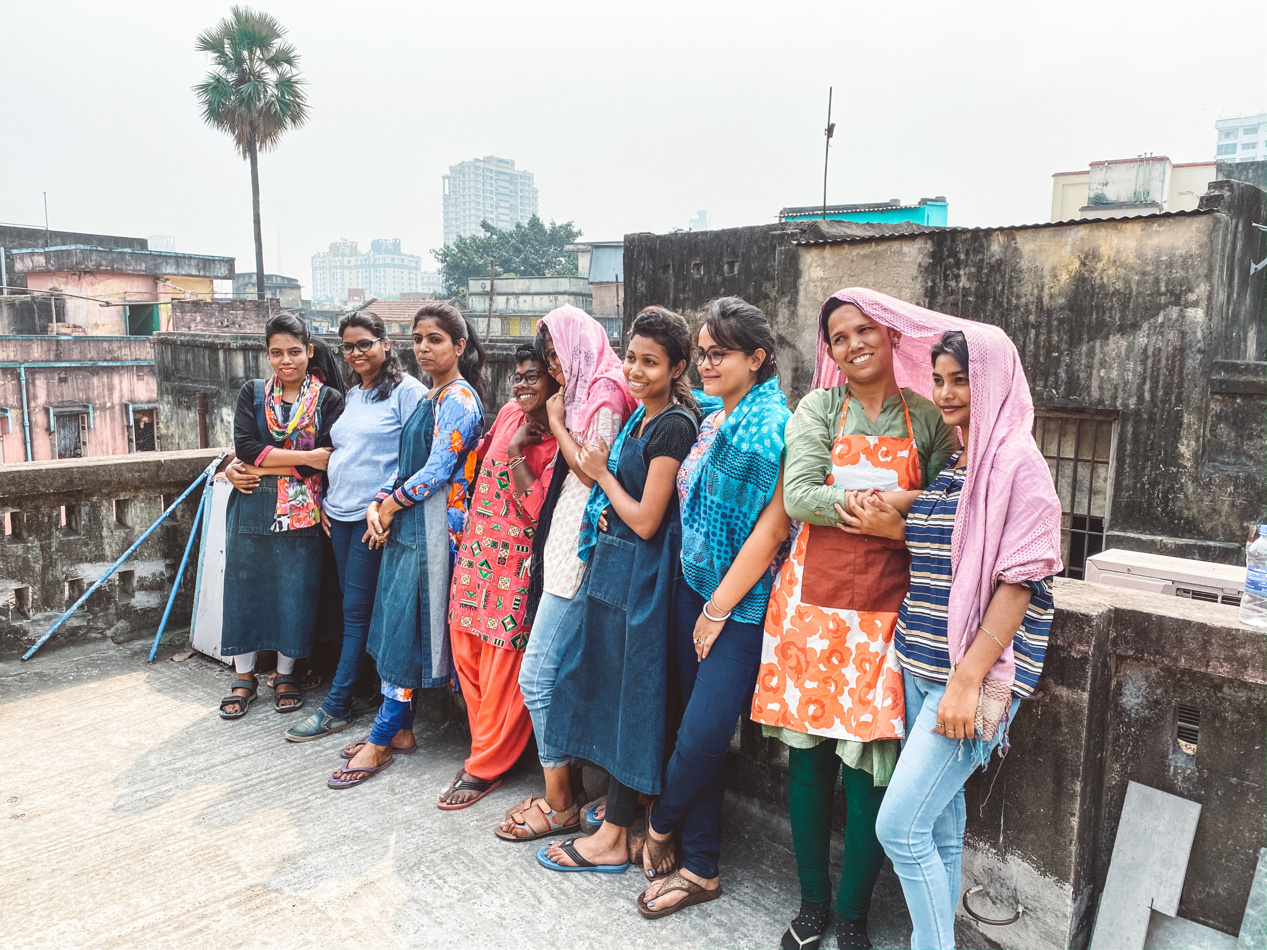 Her Future Coalition's artisans posing for picture on rooftop